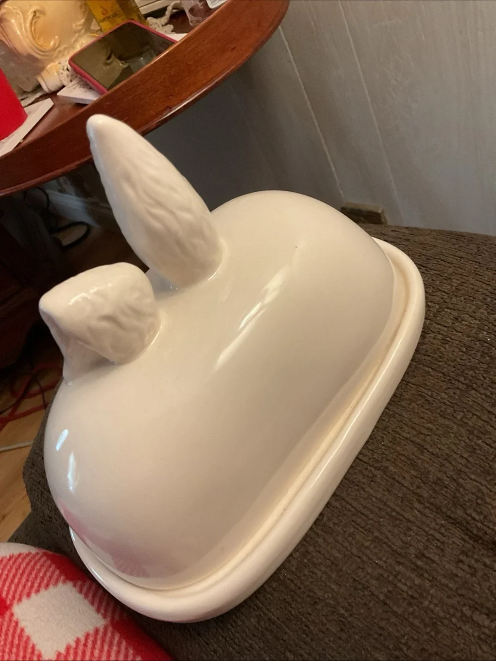 Rare  Butter Dish With Bunny Rabbit Ears Top Whimsy Home By Magenta Easter EUC
